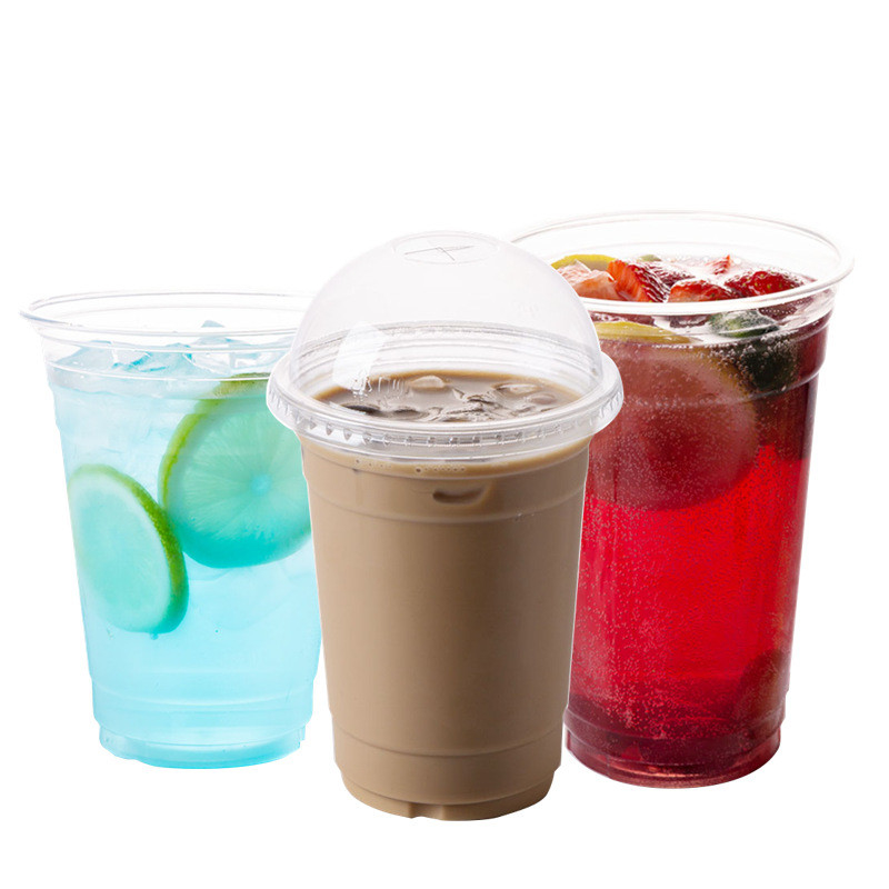 PET Clear Plastic Cup With Lid , Eco-Friendly Clear Plastic Cup With Beverage Consumption