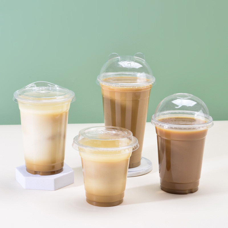 PET Clear Plastic Cup With Lid , Eco-Friendly Clear Plastic Cup With Beverage Consumption