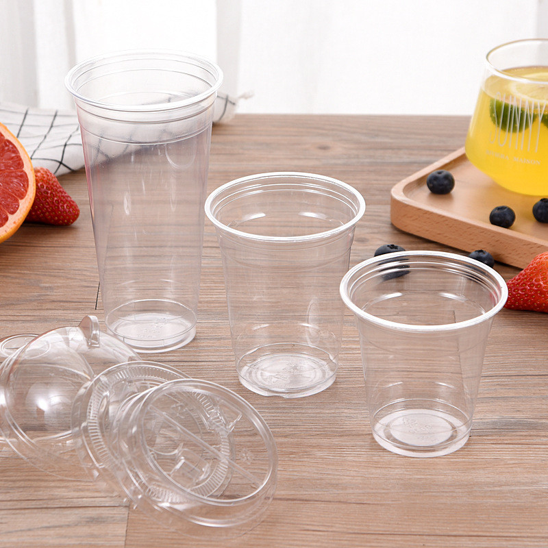 PET Clear Plastic Cup With Lid , Eco-Friendly Clear Plastic Cup With Beverage Consumption