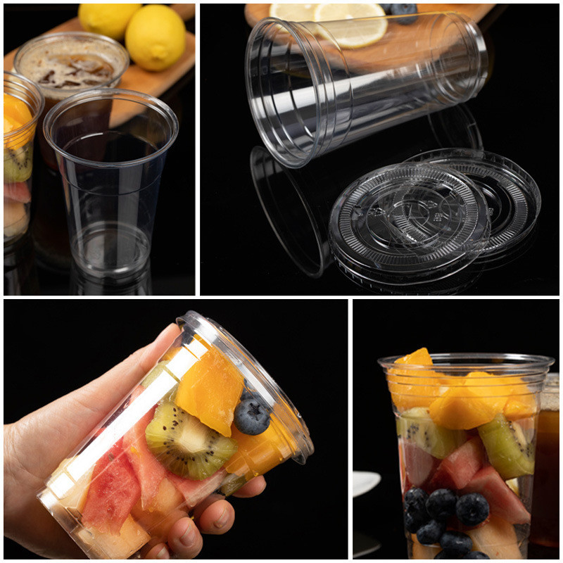 PET Clear Plastic Cup With Lid , Eco-Friendly Clear Plastic Cup With Beverage Consumption