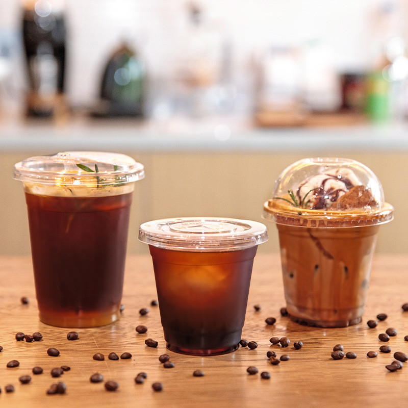 PET Clear Plastic Cup With Lid , Eco-Friendly Clear Plastic Cup With Beverage Consumption